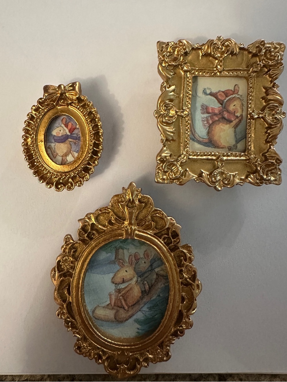 Winter mice Ornate Miniature Picture Frame magnets